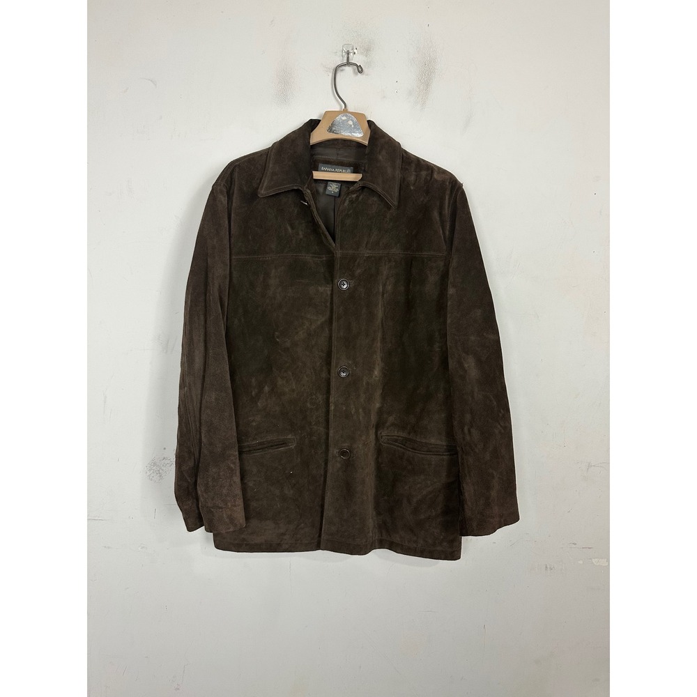 Banana Republic Mens Brown Genuine Suede Leather Button Front Jacket Size M